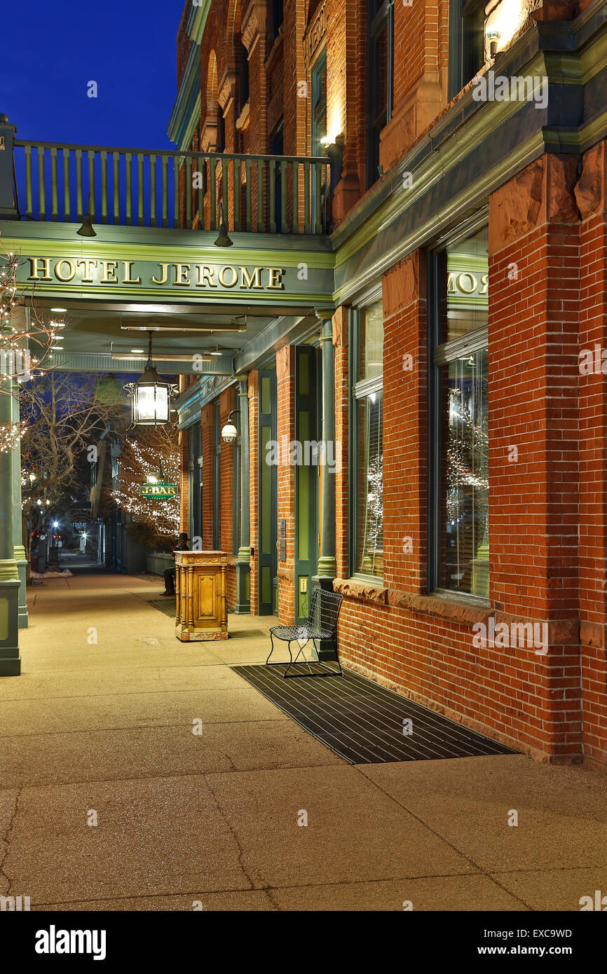 Ingresso al Centro Storico Hotel Jerome, Aspen Colorado, STATI UNITI D'AMERICA Foto Stock