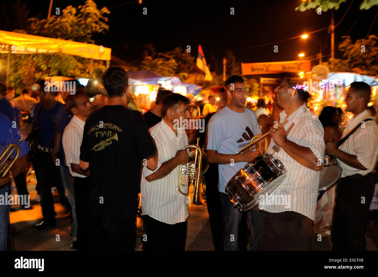 Tromba giocatori a tromba Guca festival. Foto Stock