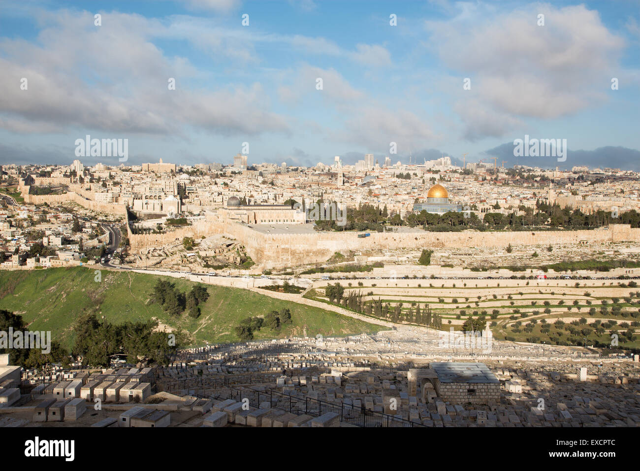 Gerusalemme - Outlook dal Monte degli Ulivi alla città vecchia Foto Stock