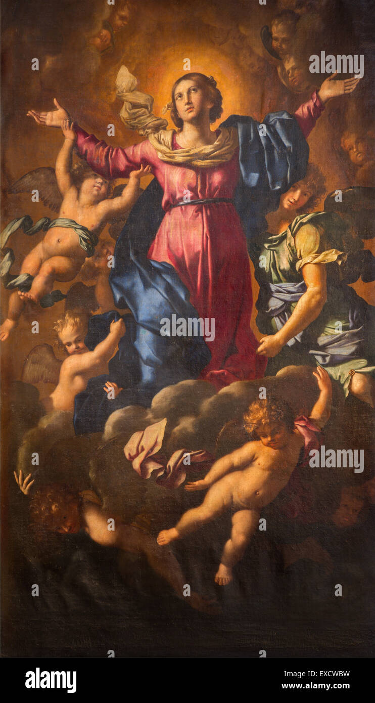 Roma - L'Assunzione della Vergine Maria di Domenico Cerrini (1609 - 1681) nella chiesa Chiesa Nuova (Santa Maria in Vallicella). Foto Stock