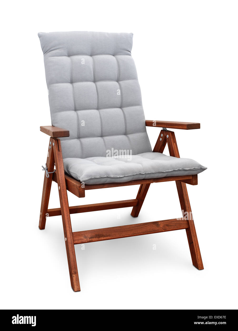 Legno sedia pieghevole isolato su bianco Foto Stock