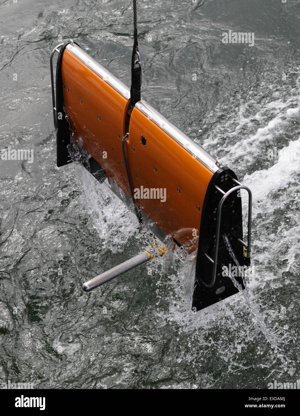 Un EIVA Scanfish III ROTV piattaforma con un C-Max lato Sonar di scansione utilizzata per un sondaggio offshore nel Mare del Nord Foto Stock