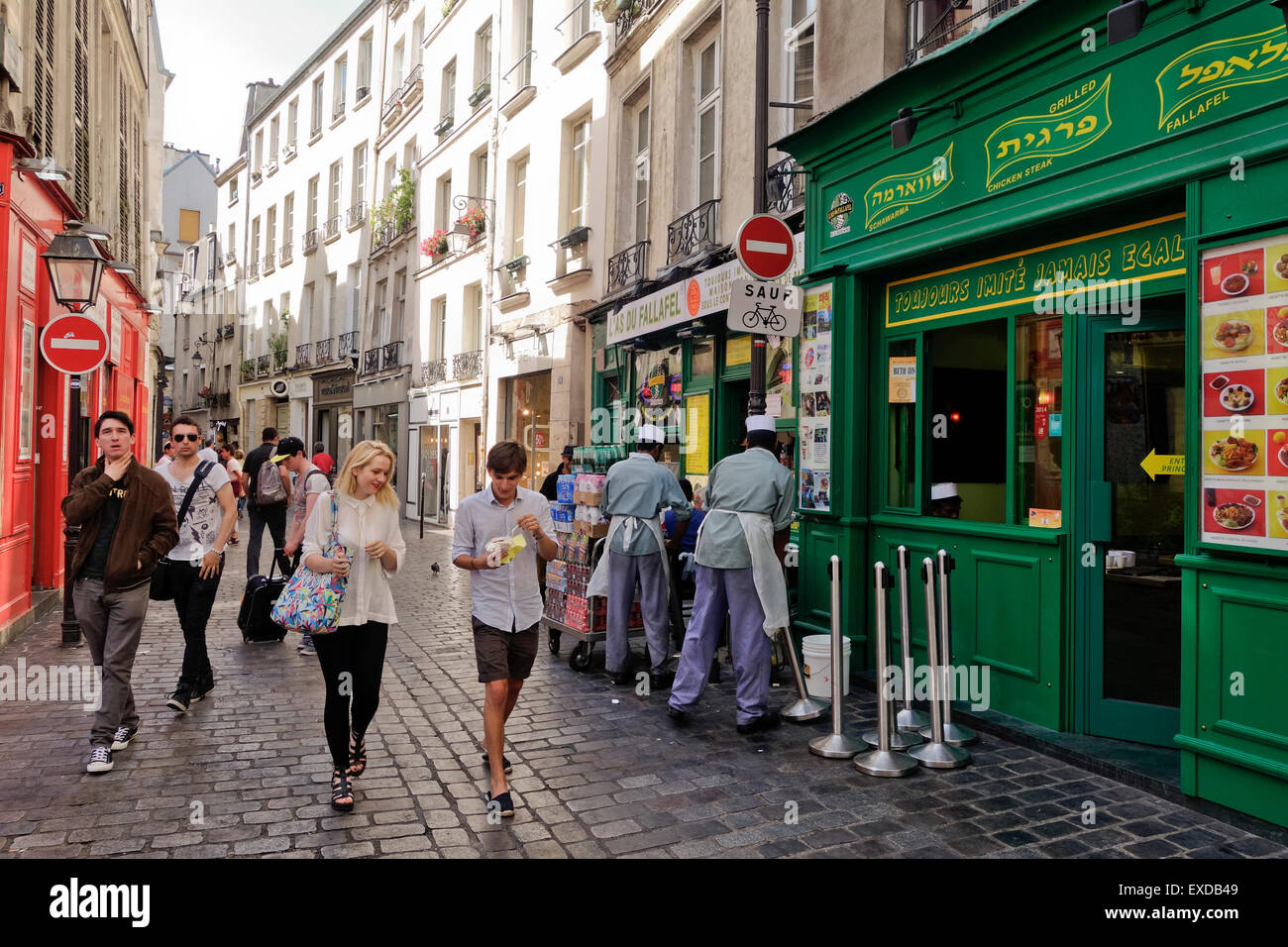 L'come du Fallafel Kosher ristorante Medio Orientale, quartiere ebraico a Le Marais, Paris, Francia. Foto Stock