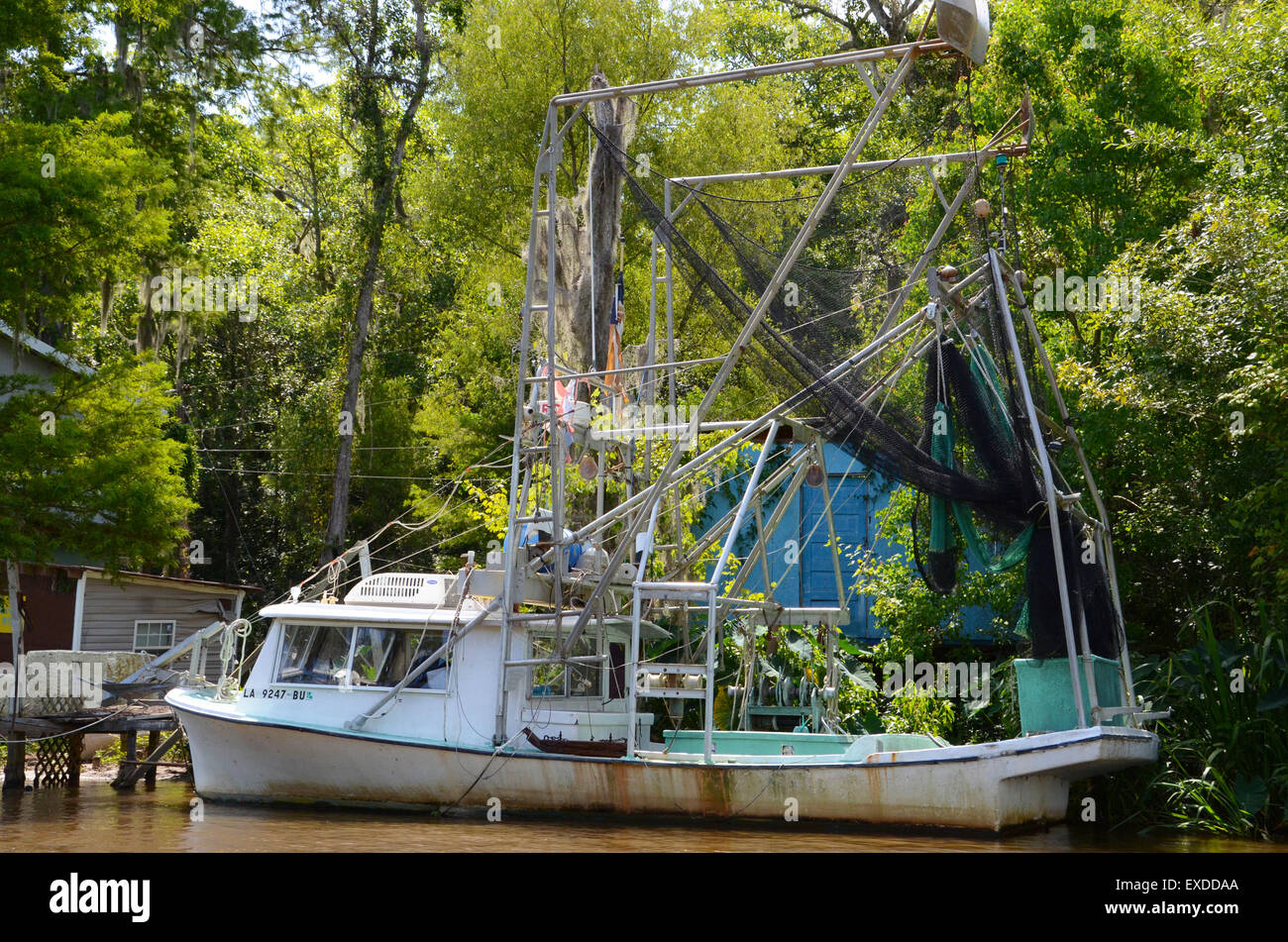 Barca da gamberetti Louisiana Swamp Pearl River bayou new orleans Foto Stock