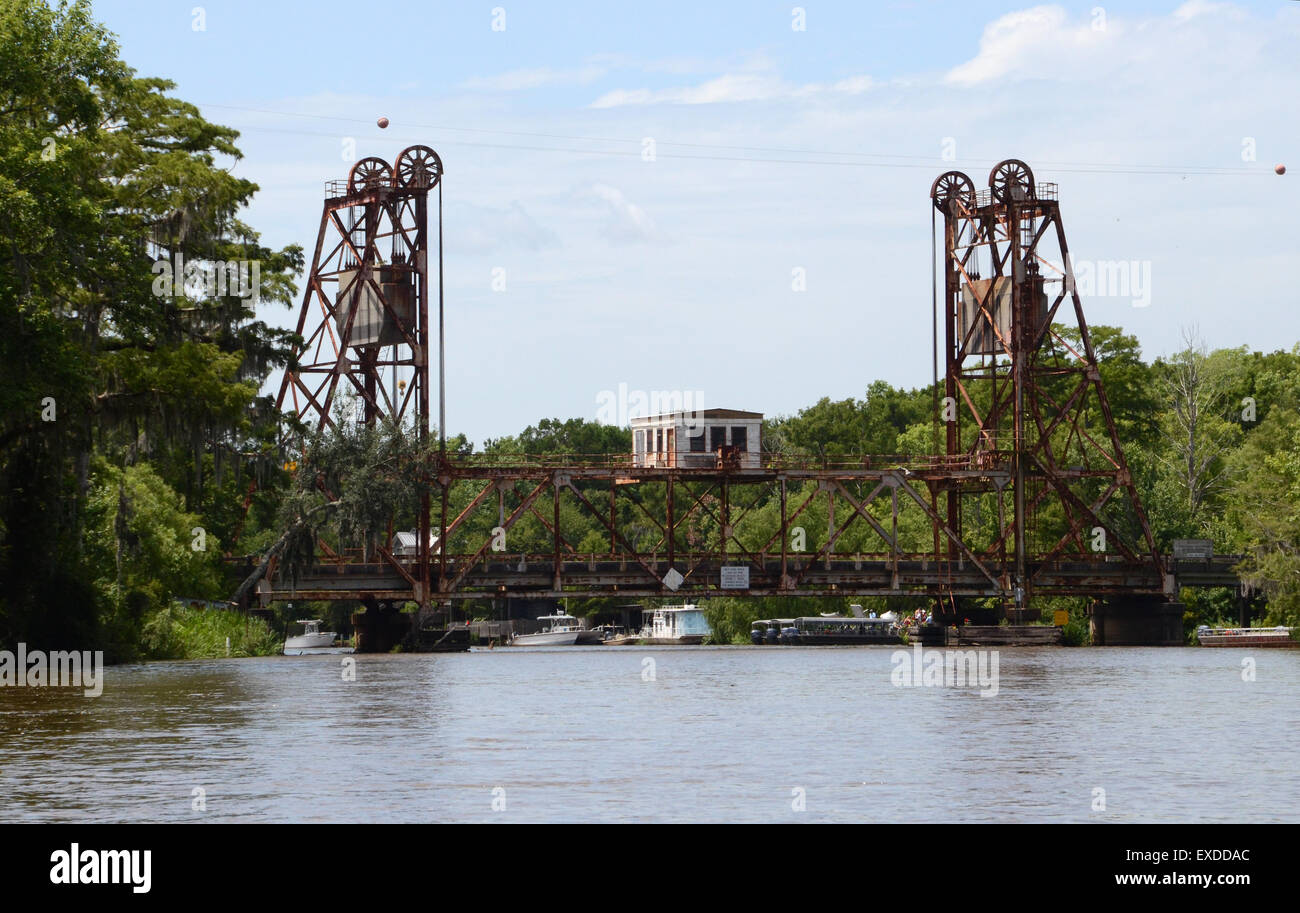 West river bridge Louisiana Swamp Pearl River bayou new orleans Foto Stock