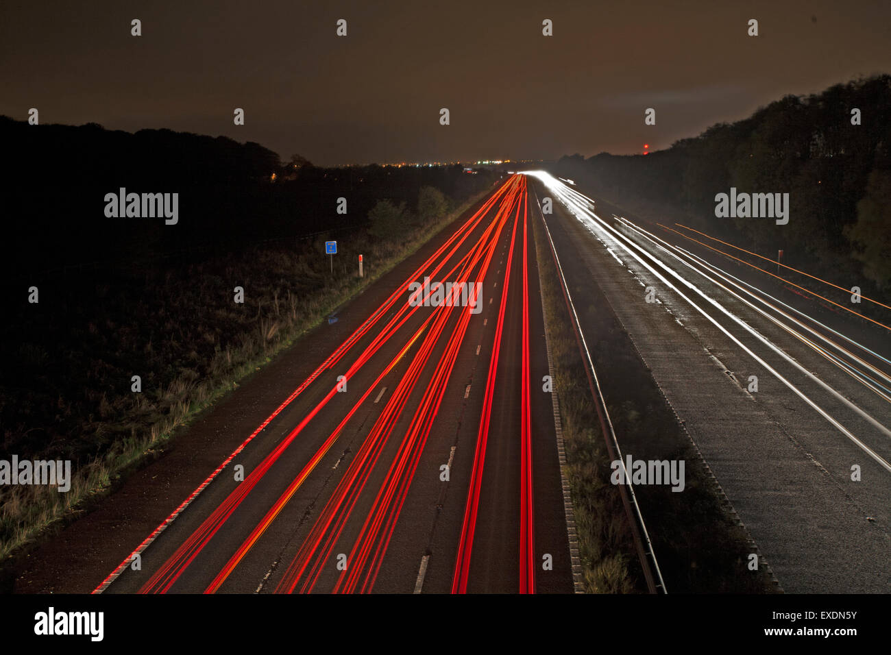 I percorsi del traffico su M55 Autostrada, Lancs Foto Stock