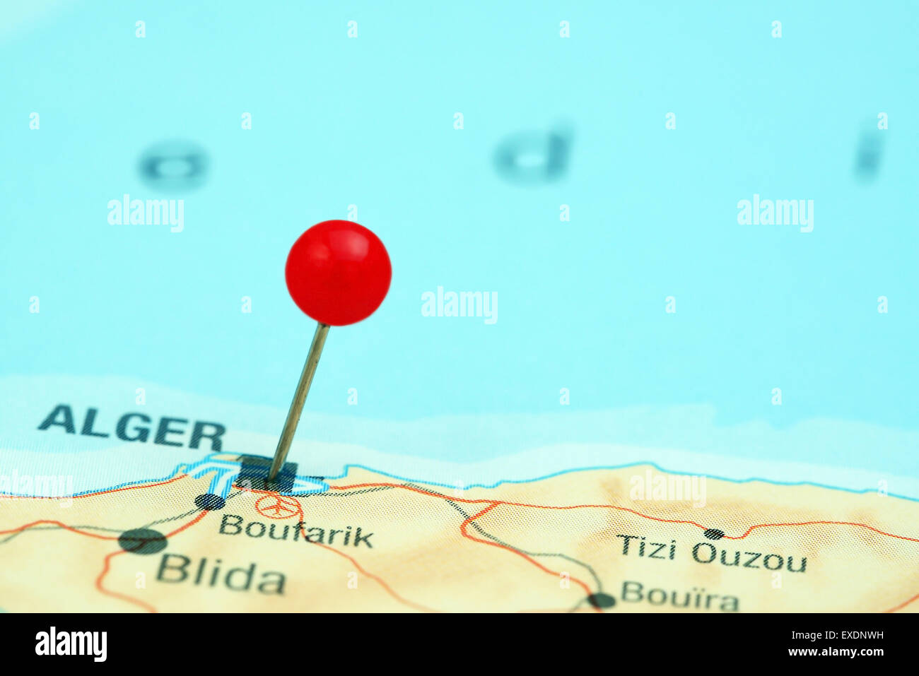 Algeri imperniata su una mappa di Europa Foto Stock