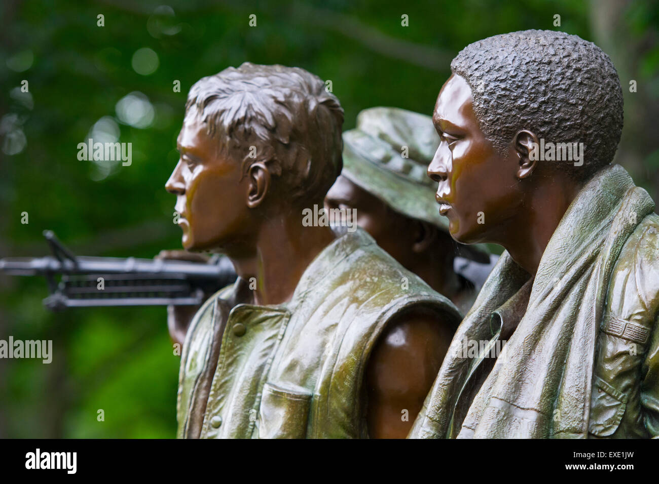 Guerra del Vietnam Veterans Memorial statua, tre soldati, Washington DC Foto Stock