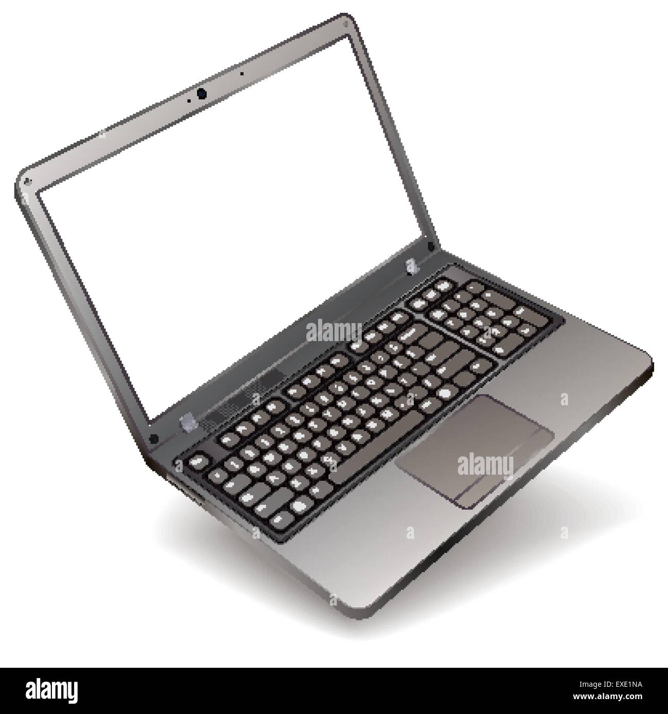 Foto realistiche portatile con schermo vuoto isolato su sfondo bianco Illustrazione Vettoriale