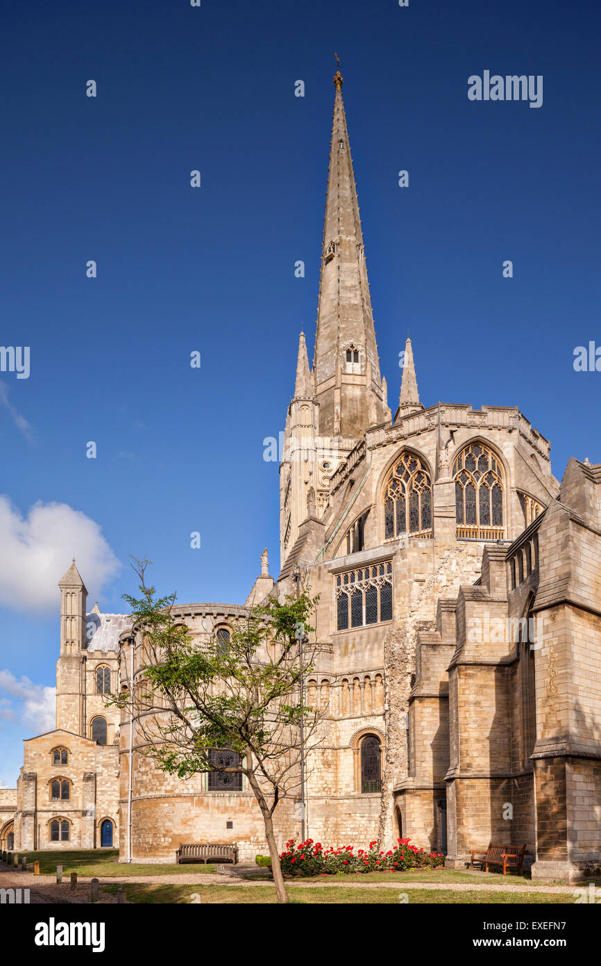 Norwich Cathedral e Norwich, Norfolk, Inghilterra Foto Stock
