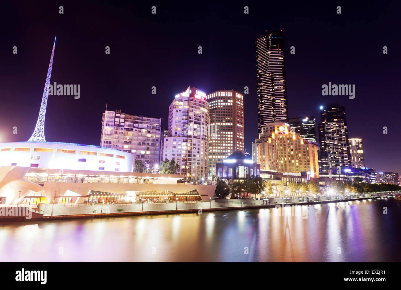 Vista della zona di Southbank di Melbourne, Australia Foto Stock