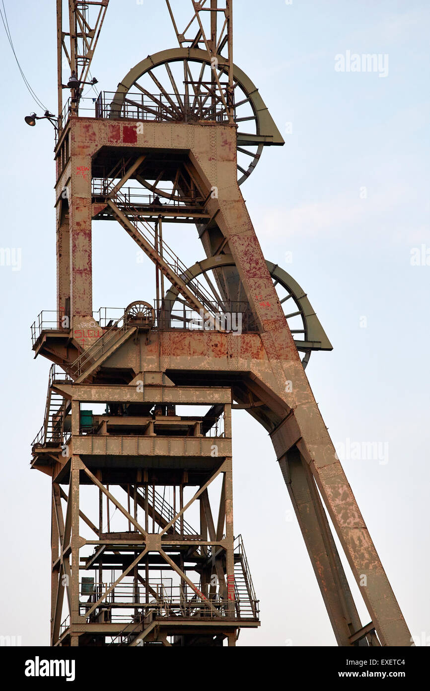 Vista della paletta Clipstone, Clipstone Colliery, Nottinghamshire, Inghilterra. Foto Stock