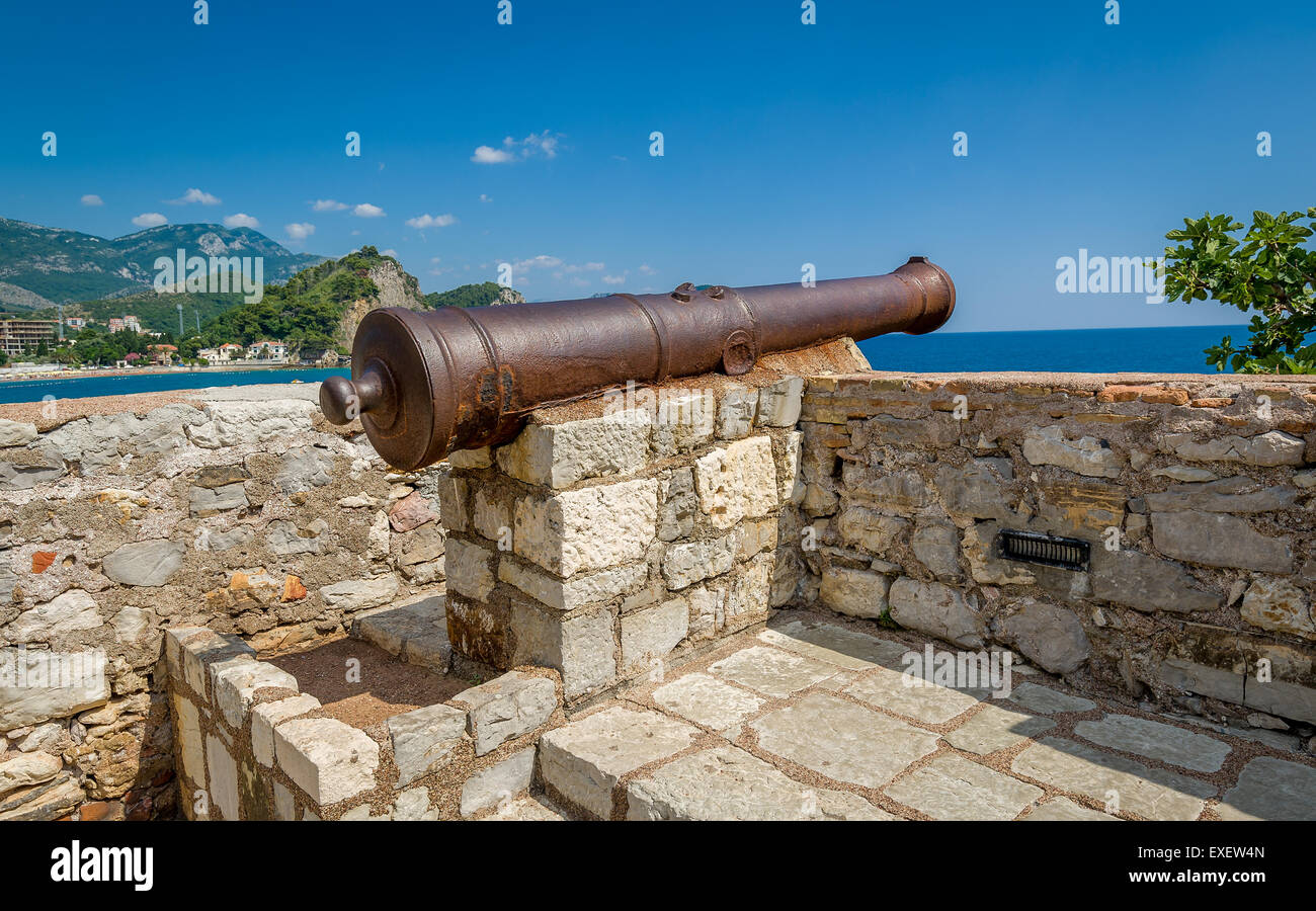 Cannone medievale gun Foto Stock