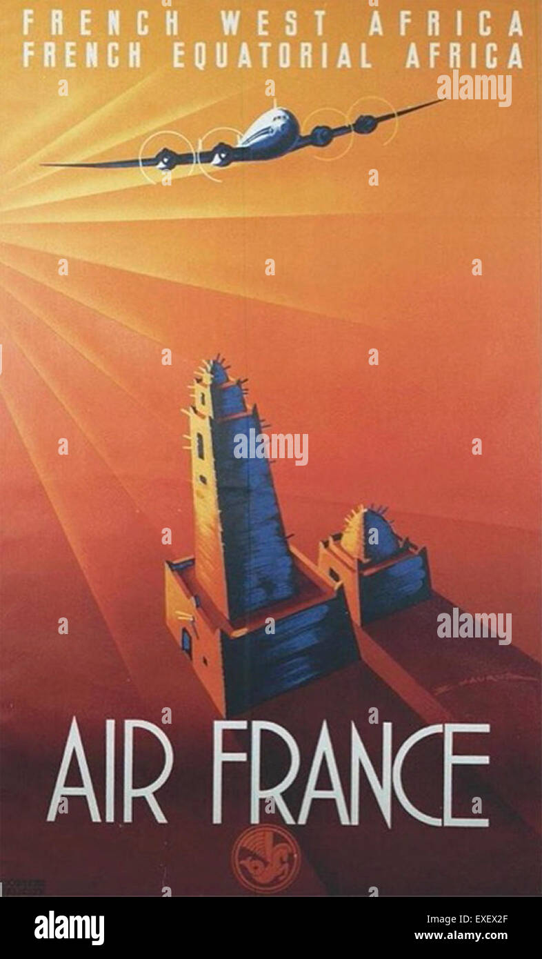 Questo poster vintage delle compagnie aeree, parte della collezione Don Thomas, mostra il design e la pubblicità utilizzati dalle compagnie aeree per promuovere i viaggi aerei. I manifesti delle compagnie aeree di quest'epoca hanno svolto un ruolo significativo nella crescita dell'aviazione commerciale e hanno catturato l'immaginazione del pubblico riguardo alla nuova era dei viaggi aerei. Foto Stock