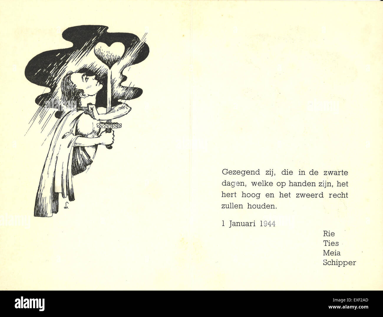 Un saluto di Capodanno dalla famiglia Drees, conservato nell'archivio di famiglia. Questa immagine riflette gli aspetti personali e culturali del patrimonio familiare. Foto Stock