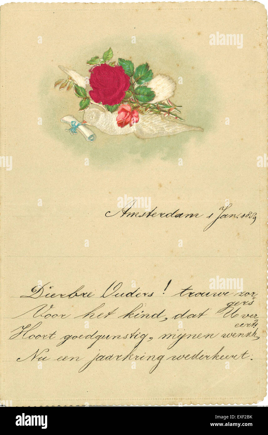 Archief Drees, Nieuwjaarswens Jansje 1889 Archive Drees, nuovo anno1 Foto Stock