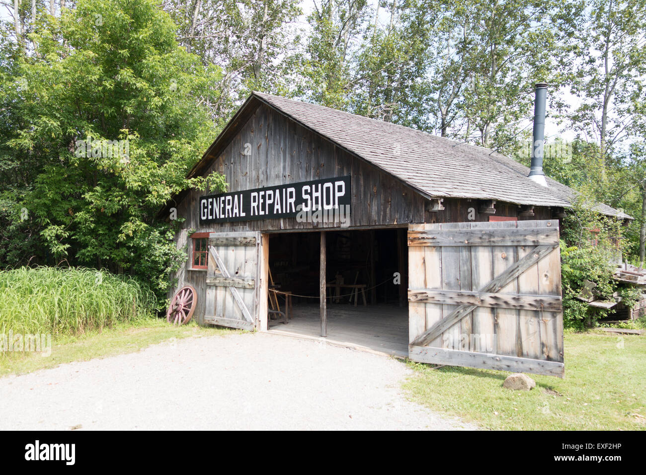 Doon Heritage Village mennonita repair shop negozio di legno Foto Stock