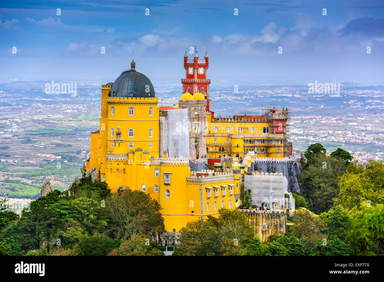 Sintra, Portogallo al pena il Palazzo Nazionale. Foto Stock
