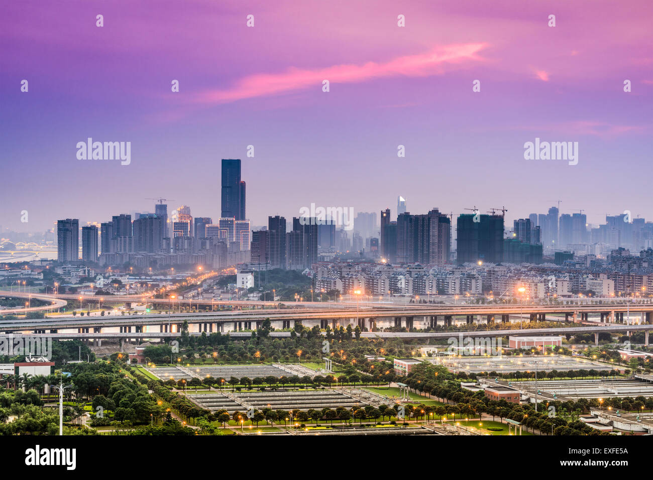 Fuzhou, Fujian, Cina downtown cityscape. Foto Stock