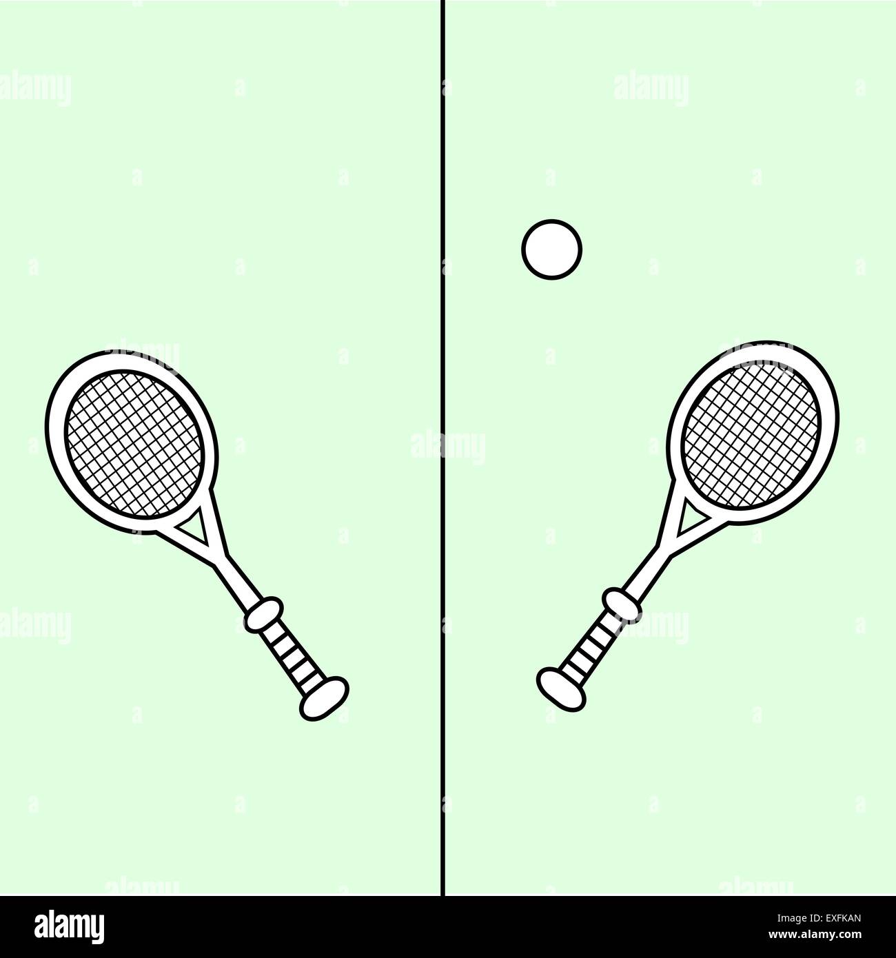 Campo da tennis racquet ball. Attrezzature sportive hobby game Illustrazione Vettoriale
