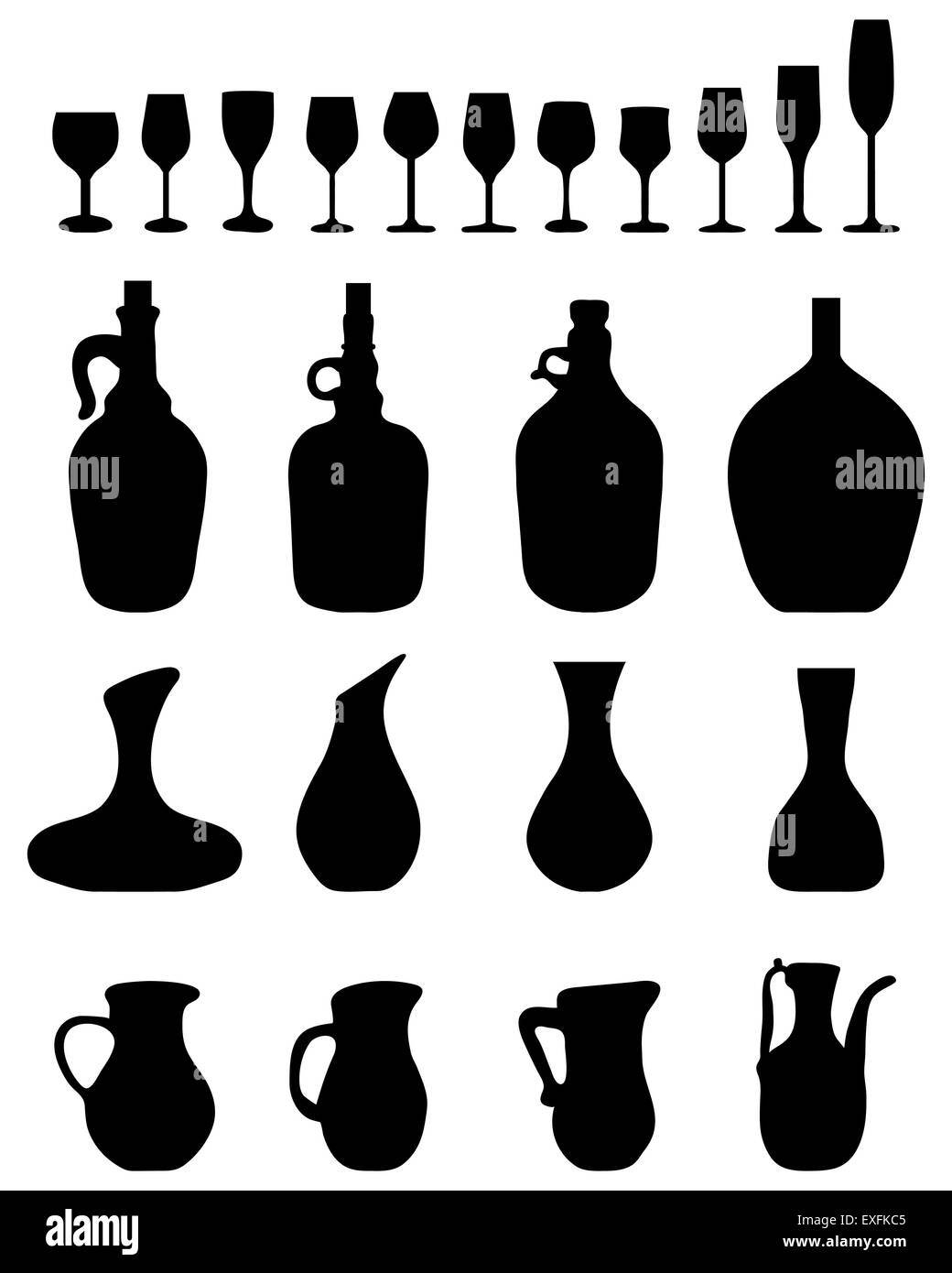 Bicchieri e bottiglie Foto Stock