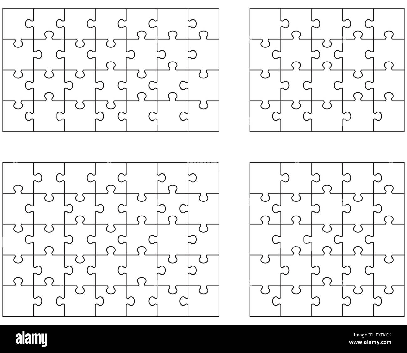 Quattro puzzle bianco Foto Stock
