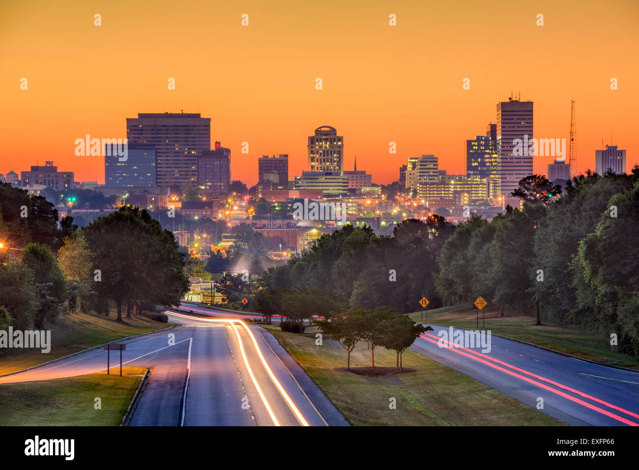 Skyline del centro di Columbia, nella Carolina del Sud da sopra Jarvis Klapman Blvd. Foto Stock