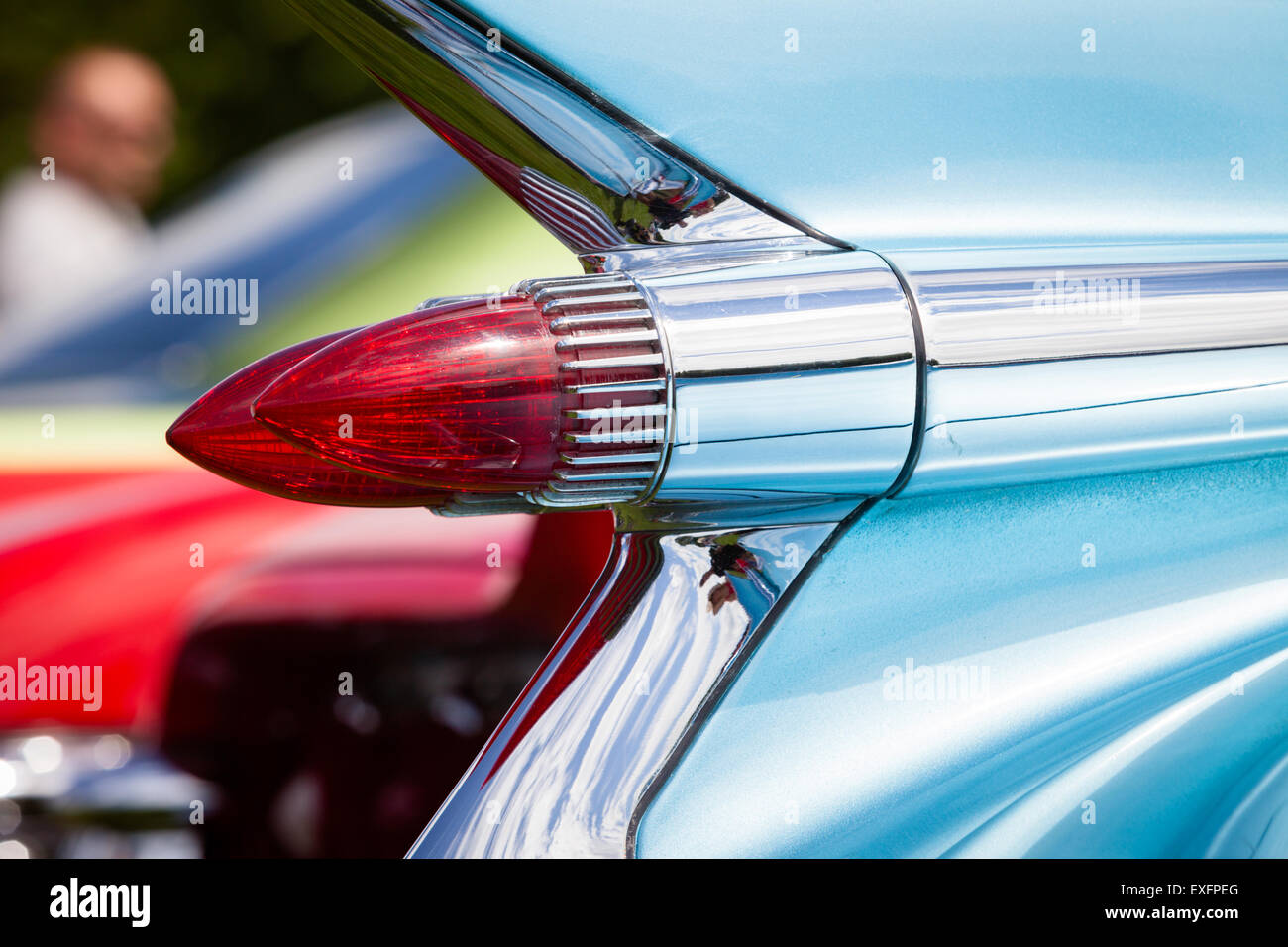 Close up foto della luce di posizione posteriore cluster di un classico americano auto o auto Foto Stock