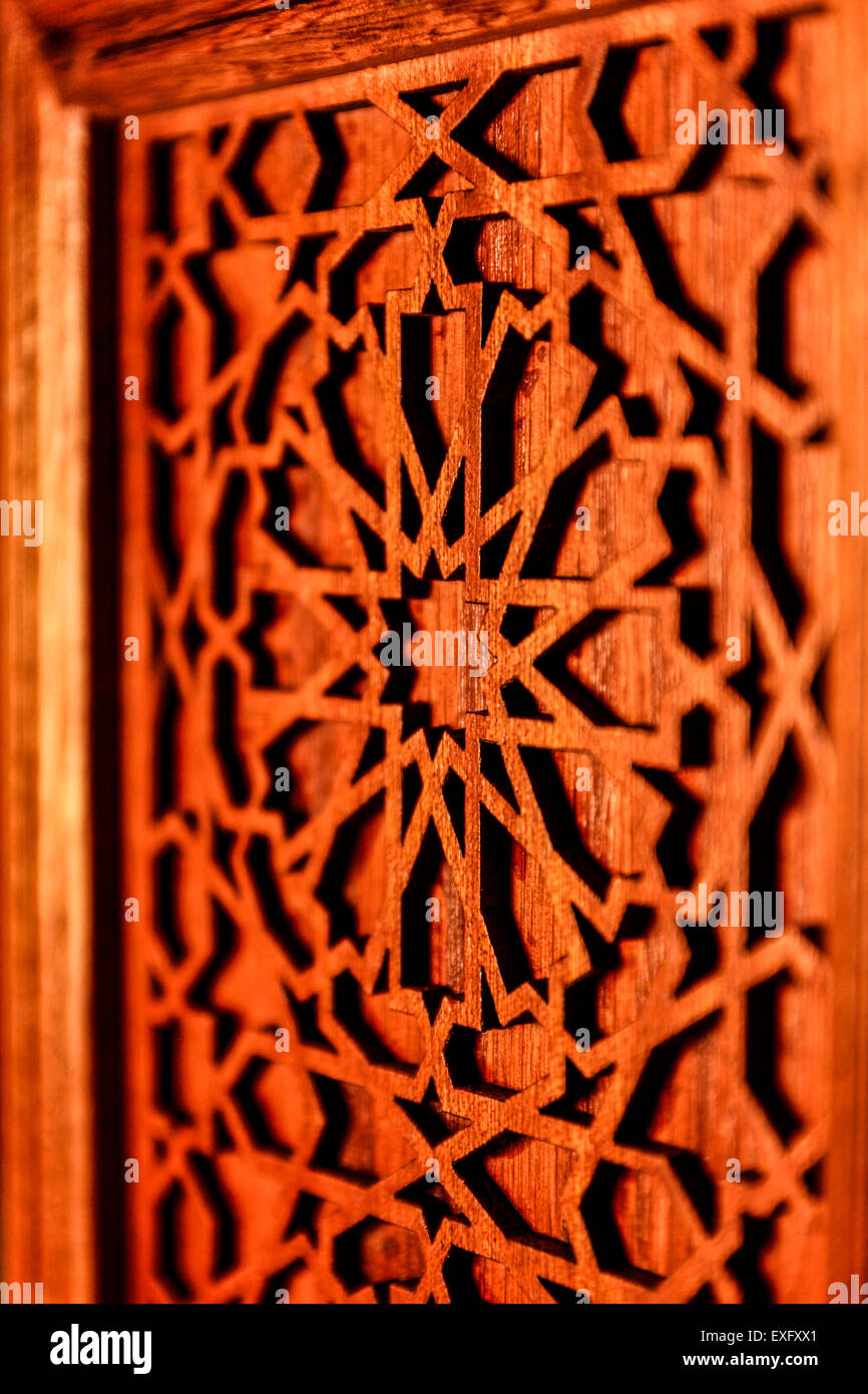 Marocchina di antiquariato arte del legno Foto Stock
