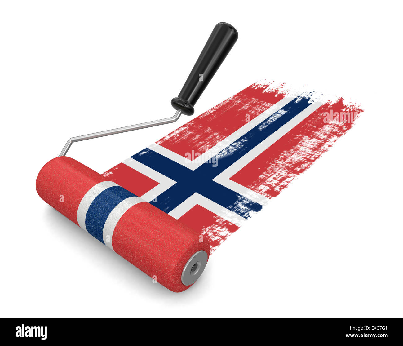 Rullo di vernice con bandiera norvegese (percorso di clipping incluso) Foto Stock