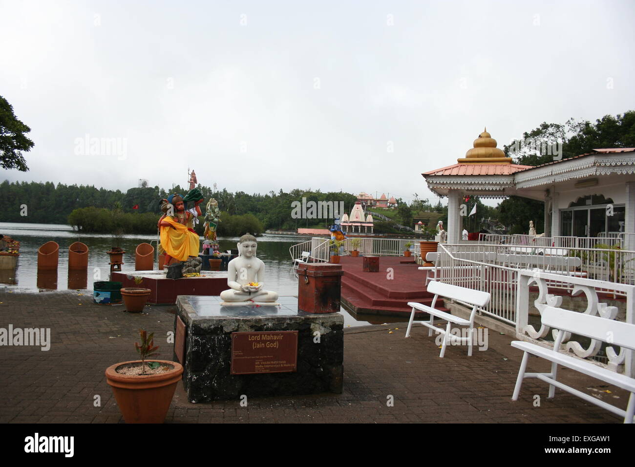 Lago sacro e il luogo spirituale trovata a Grand Bassin in Mauritius Foto Stock