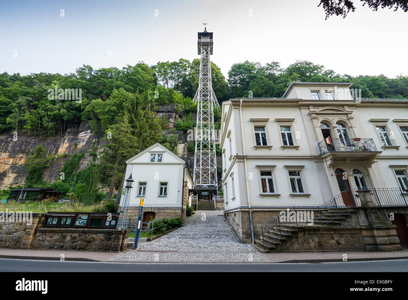 Bad Schandau outdoor ascensore Svizzera Sassone, in Sassonia, Germania, Europa Foto Stock