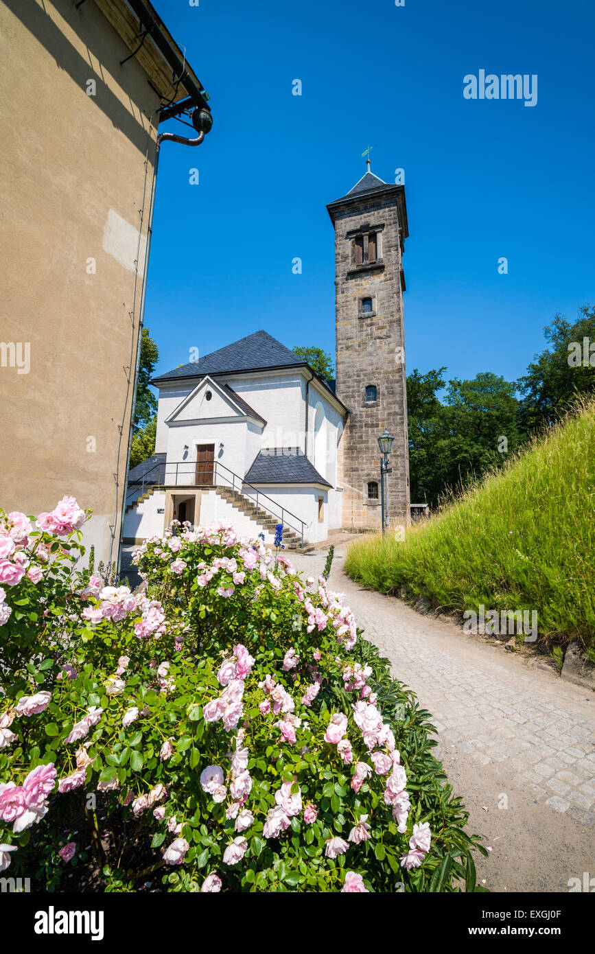 Fortezza Koenigstein, Svizzera Sassone, in Sassonia, Germania, Europa Foto Stock