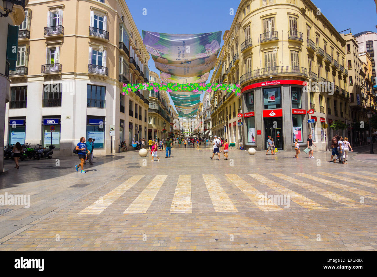 Famoso Marques de Larios Street nella città di Malaga, Spagna Foto Stock