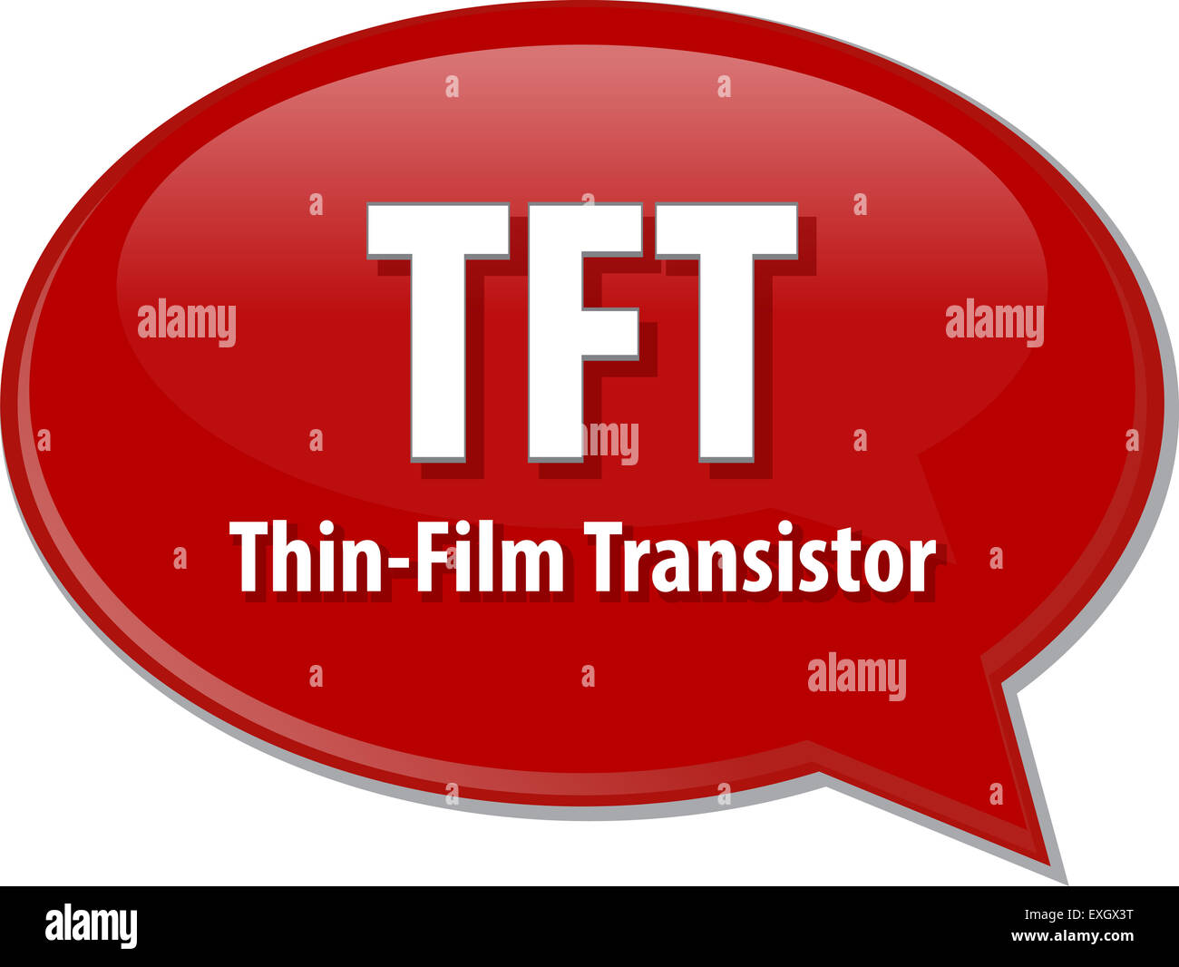 Fumetto illustrazione della tecnologia dell'informazione - acronimo abbreviazione termine TFT definizione del transistor a pellicole sottili Foto Stock