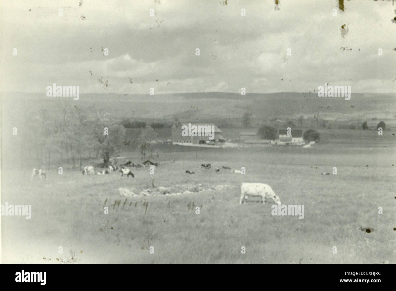 L'immagine della contea di Miflin, Pennsylvania, mette in evidenza i terreni agricoli e gli edifici all'interno della comunità mennonita. La rappresentazione mostra lo stile di vita rurale e le tradizioni agricole che caratterizzano questa regione. Foto Stock