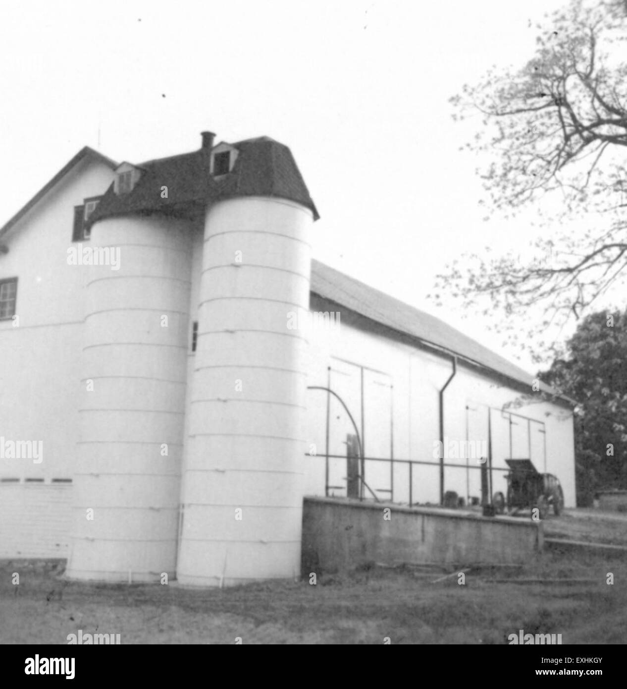 Una fotografia che cattura la comunità mennonita di Mount Joy, Pennsylvania, con fienili agricoli e attività agricole che riflettono la vita rurale e le tradizioni della zona. Foto Stock