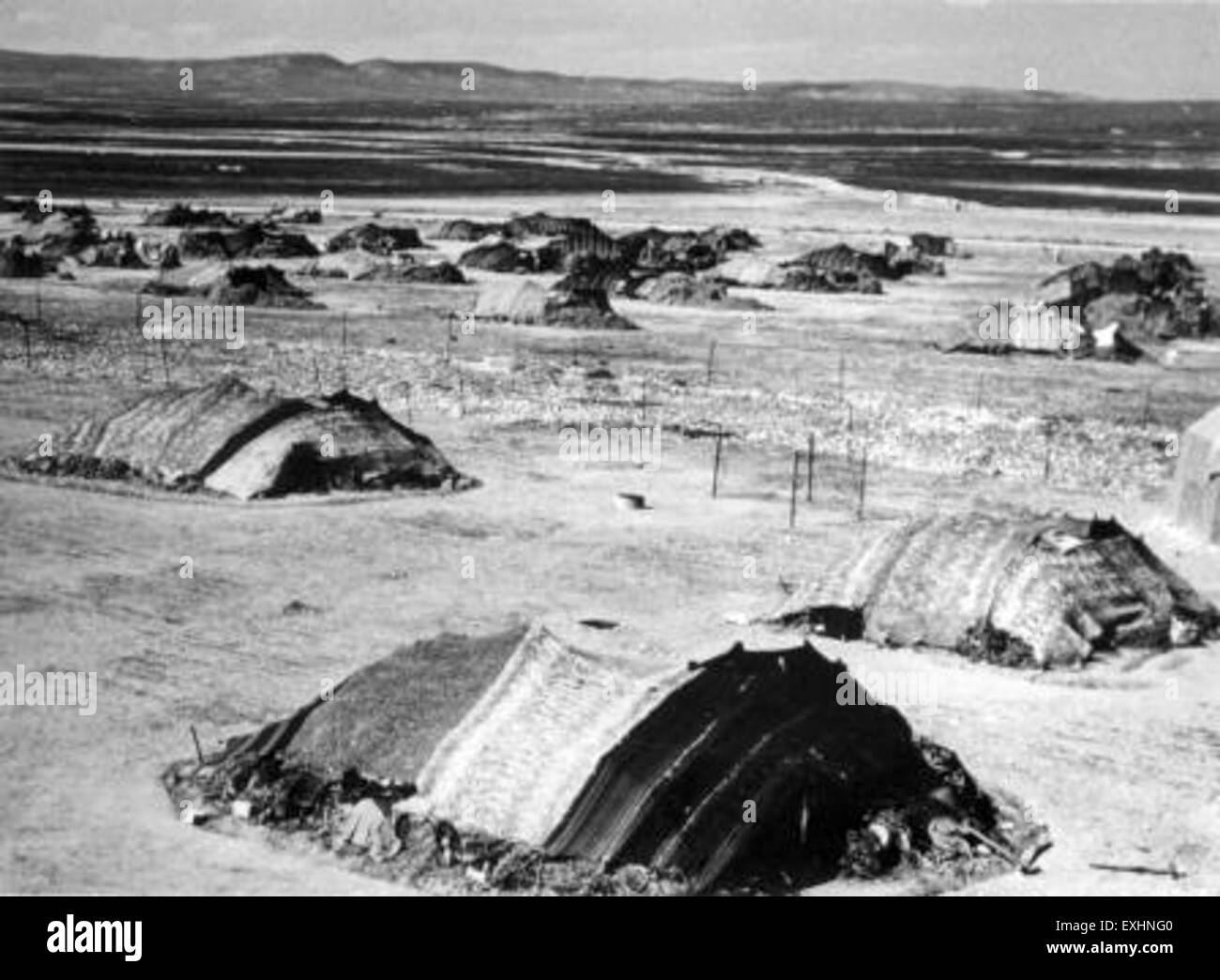 Il Centro di raggruppamento in Algeria, gestito da CIMADE Mennonite, era un sito per gli sfollati durante un periodo di disordini. Il centro ha fornito sostegno alle persone colpite da conflitti e migrazioni. Foto Stock