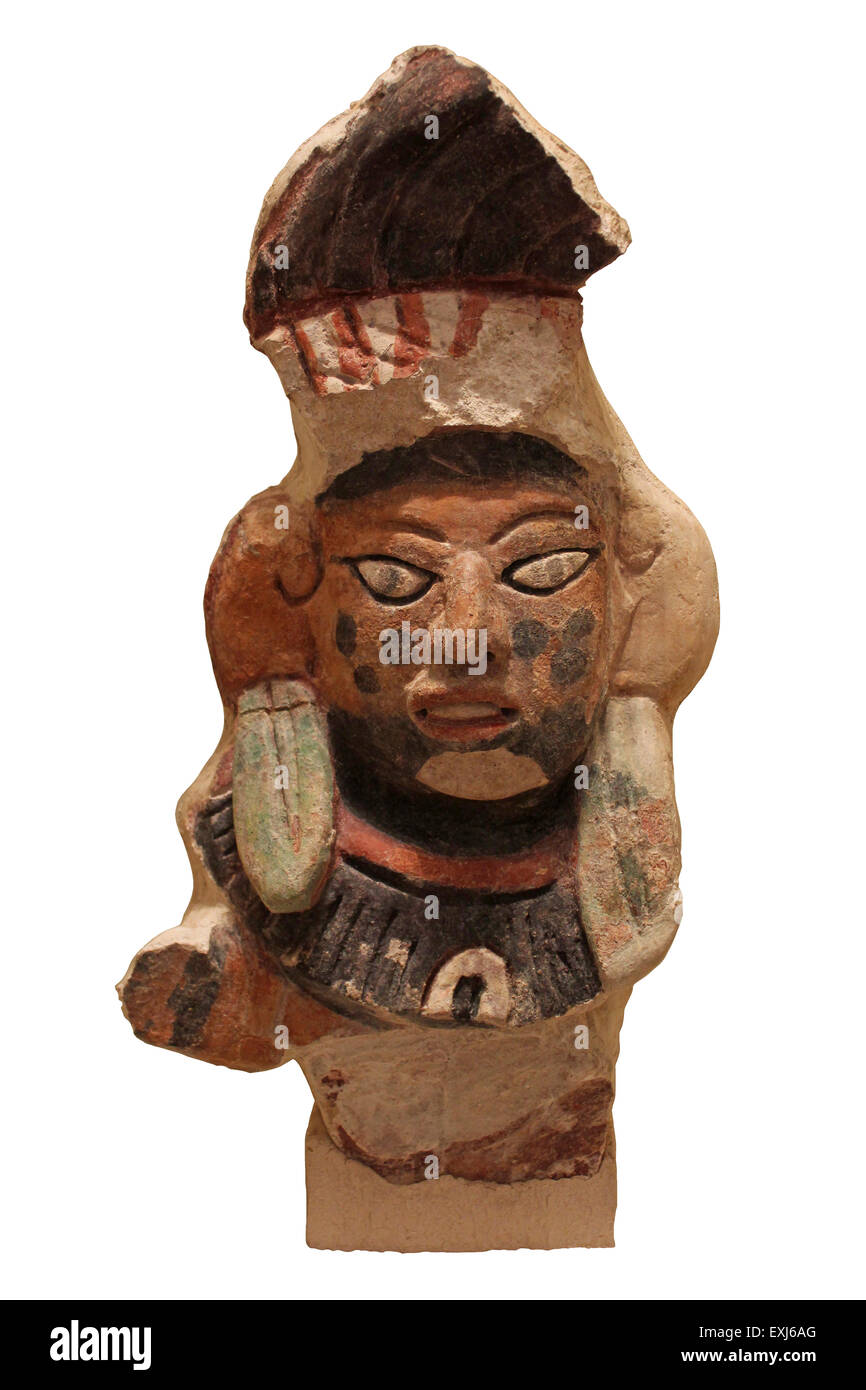 Dipinto di scultura in stucco tardo periodo Classico annuncio Annuncio 600-900Oxtankah, Quintana Roo, Messico Foto Stock