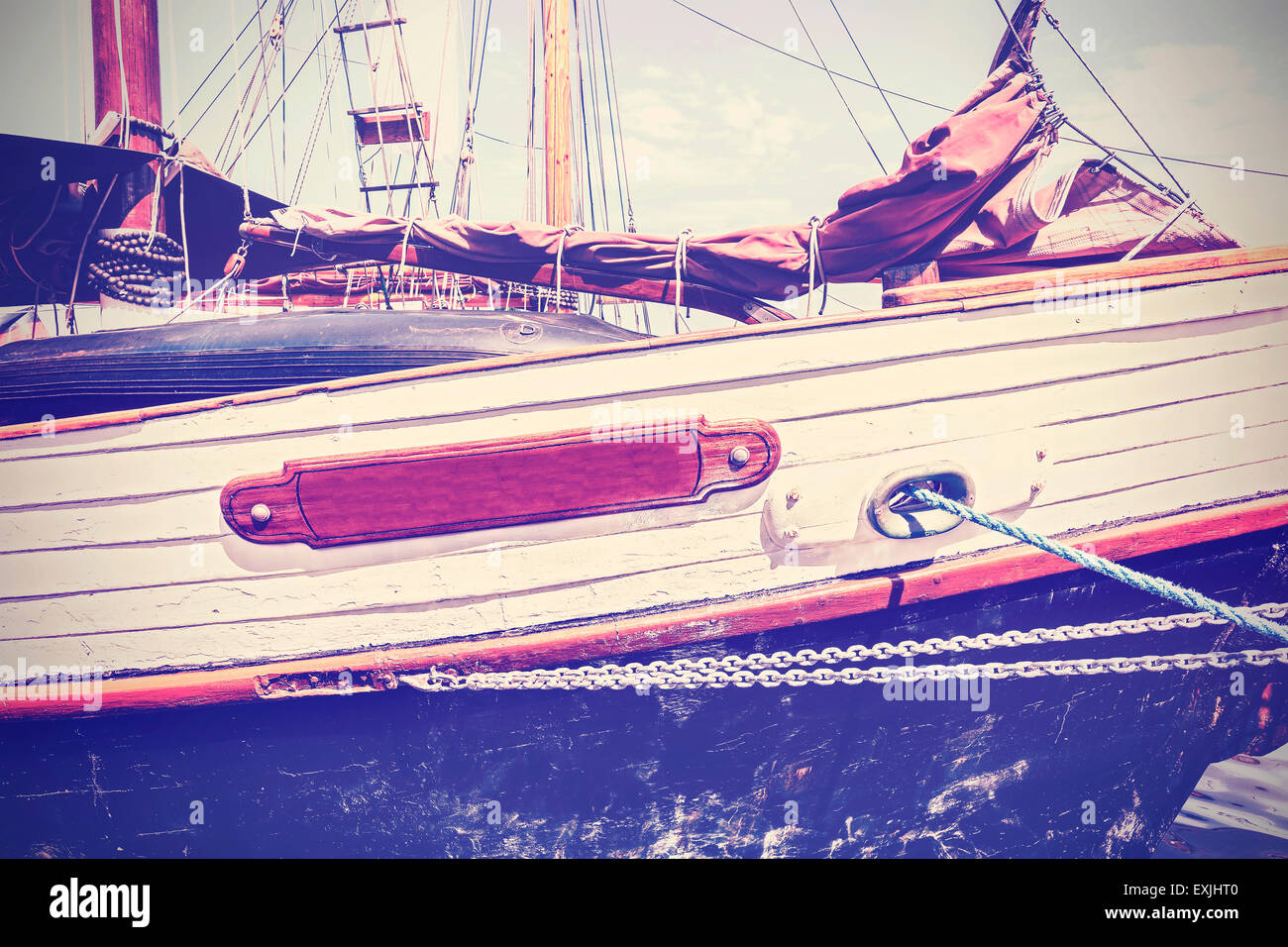 Vintage tonica fiancata, sfondo nautico. Foto Stock