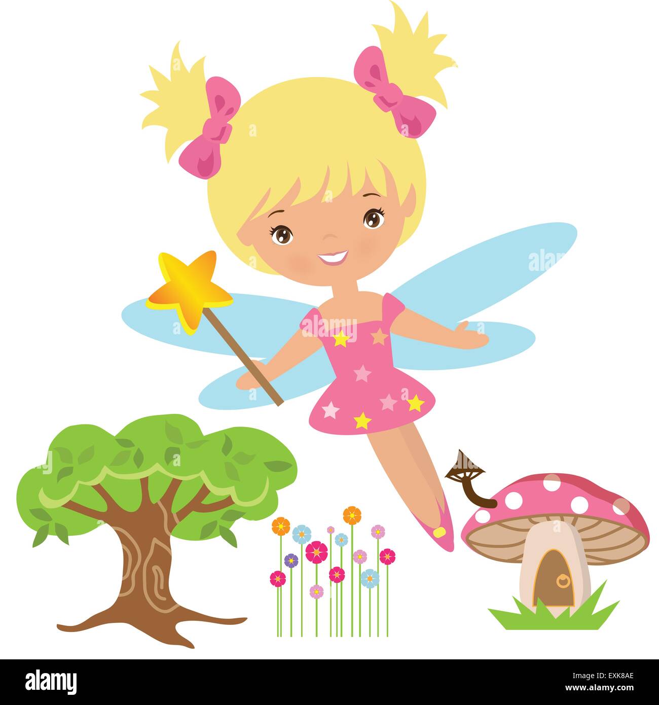 Fairy,giardino,fairy carino,ragazza,poco,vettore,cartoon,illustrazione, Illustrazione Vettoriale