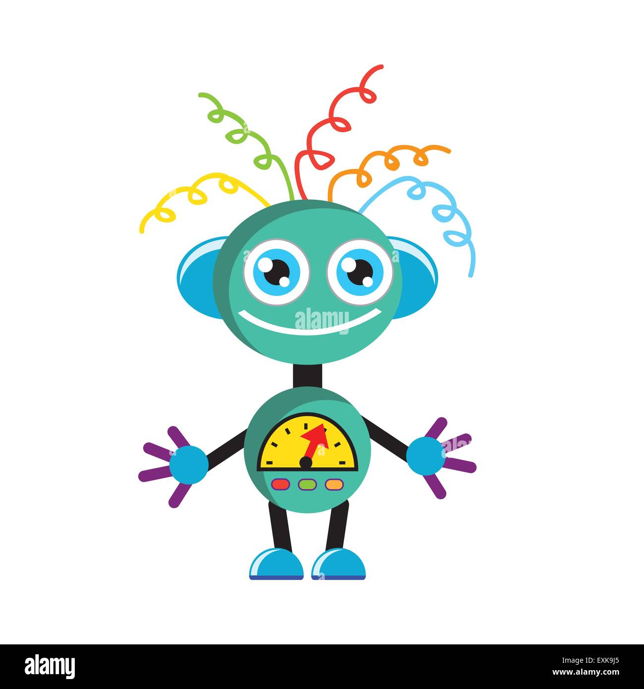 Il robot,carino,divertente,cartoon,immagine,isolato,vettore Illustrazione Vettoriale