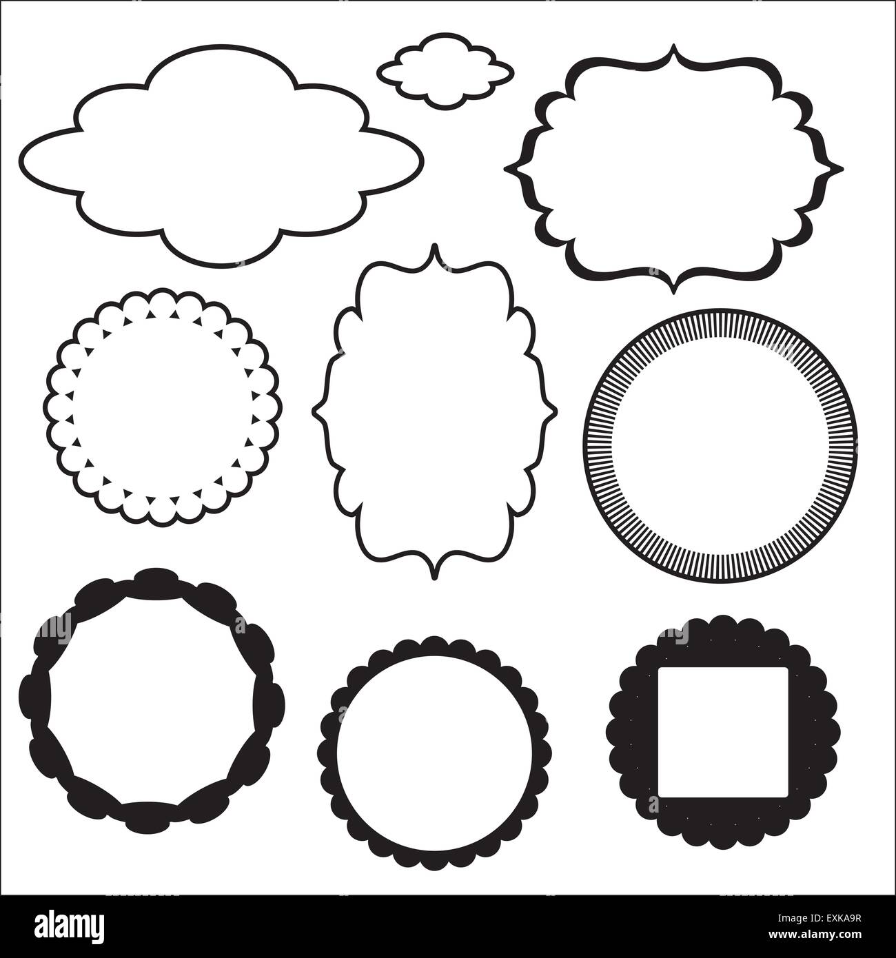 Frontiere,vettore,cartoon,l'elemento,graphics,isolato,nero Illustrazione Vettoriale