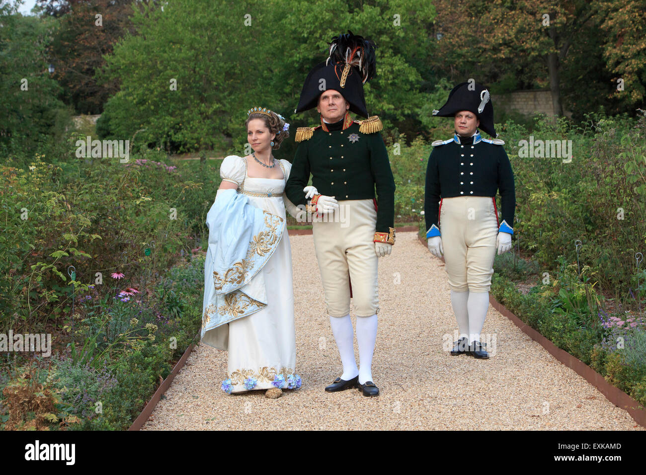 Lo Zar Alessandro I di Russia con l'imperatrice consorte Elizabeth Alexeievna a Rueil-Malmaison, Francia Foto Stock
