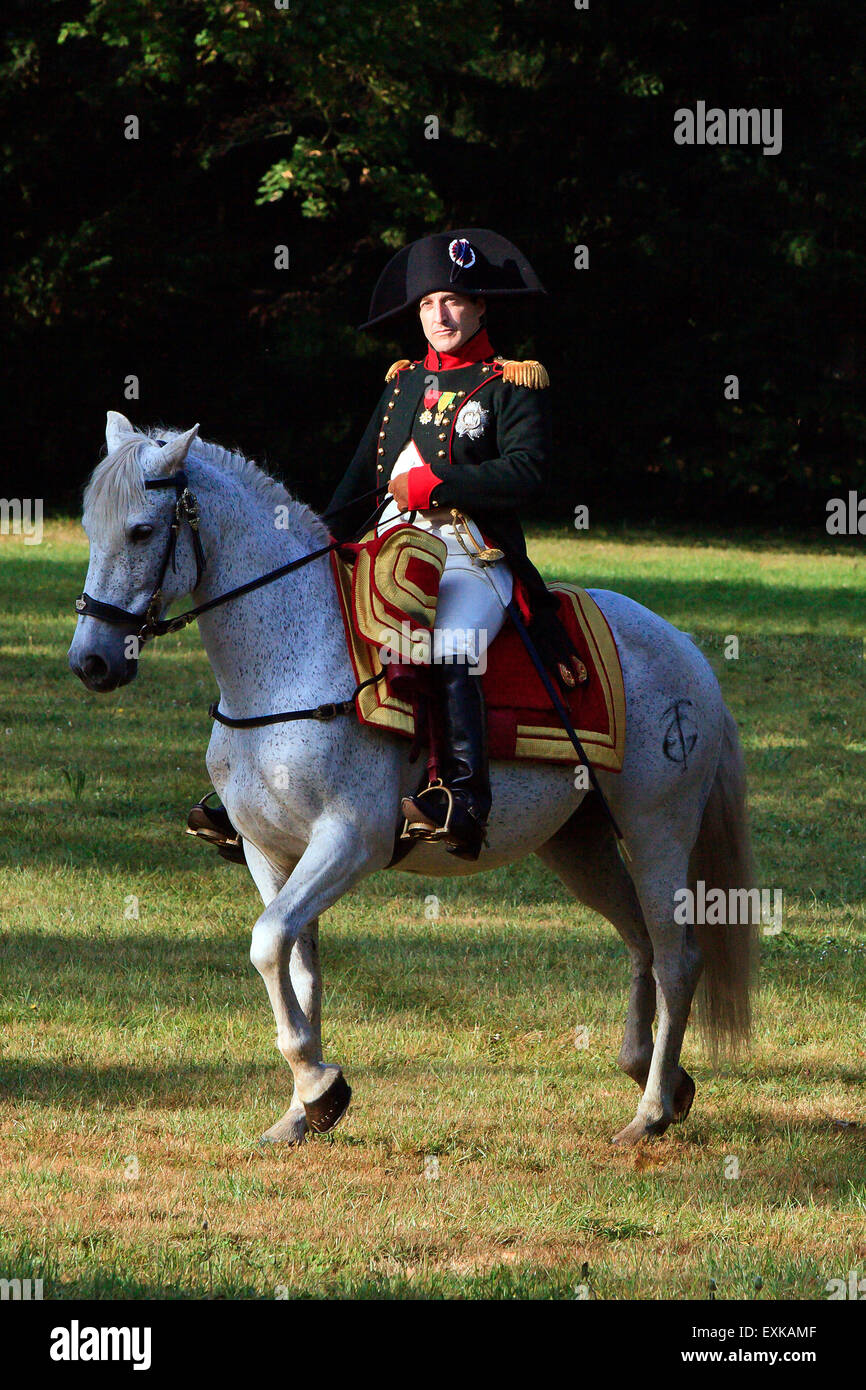 Napoleone Bonaparte in sella al suo splendido cavallo bianco Marengo a  Borodinò, Russia Foto stock - Alamy