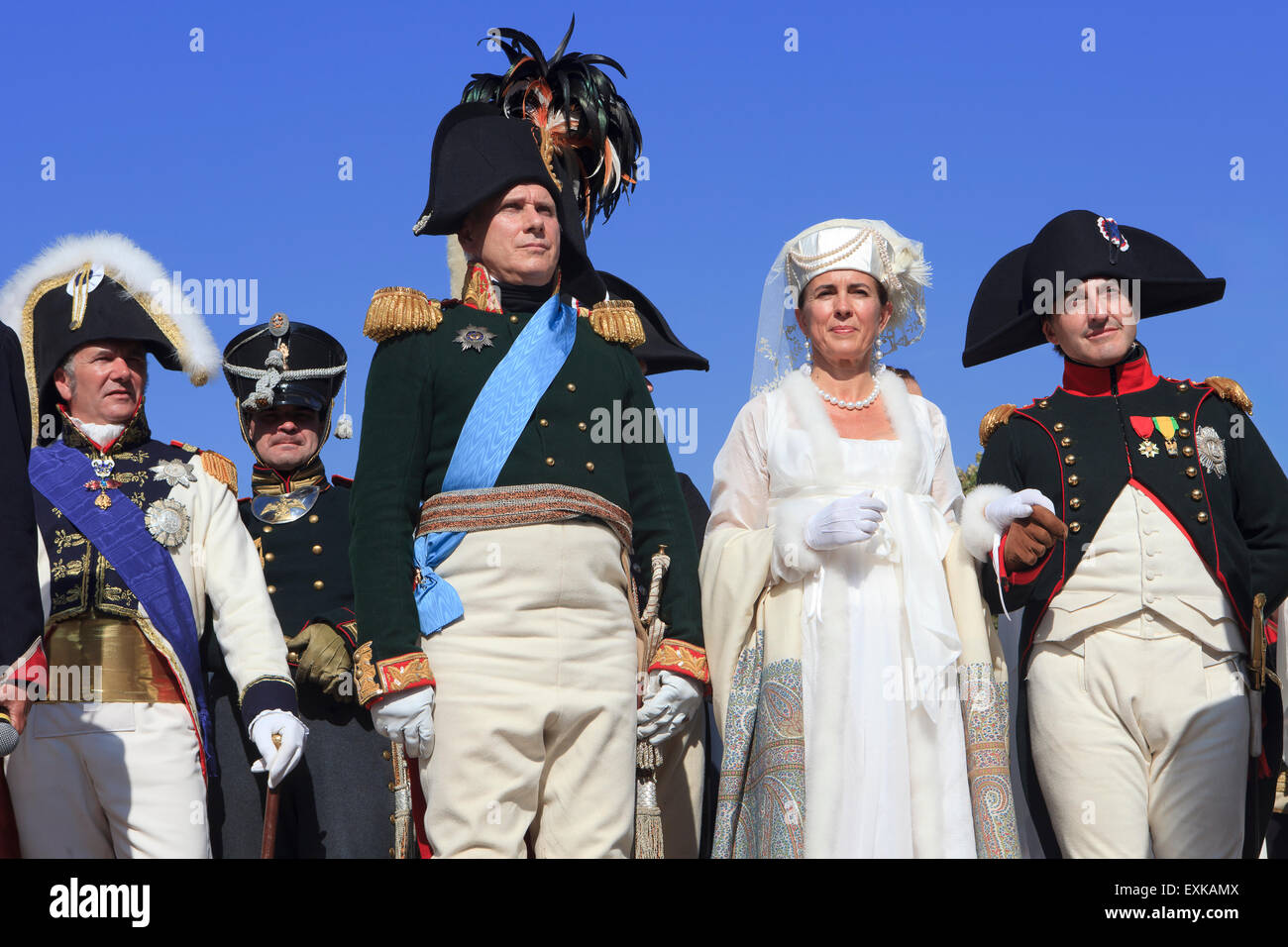 Lo Zar russo Alessandro I (1777-1825) e l'imperatore francese Napoleone Bonaparte (1769-1821) a Rueil-Malmaison (Parigi), Francia Foto Stock