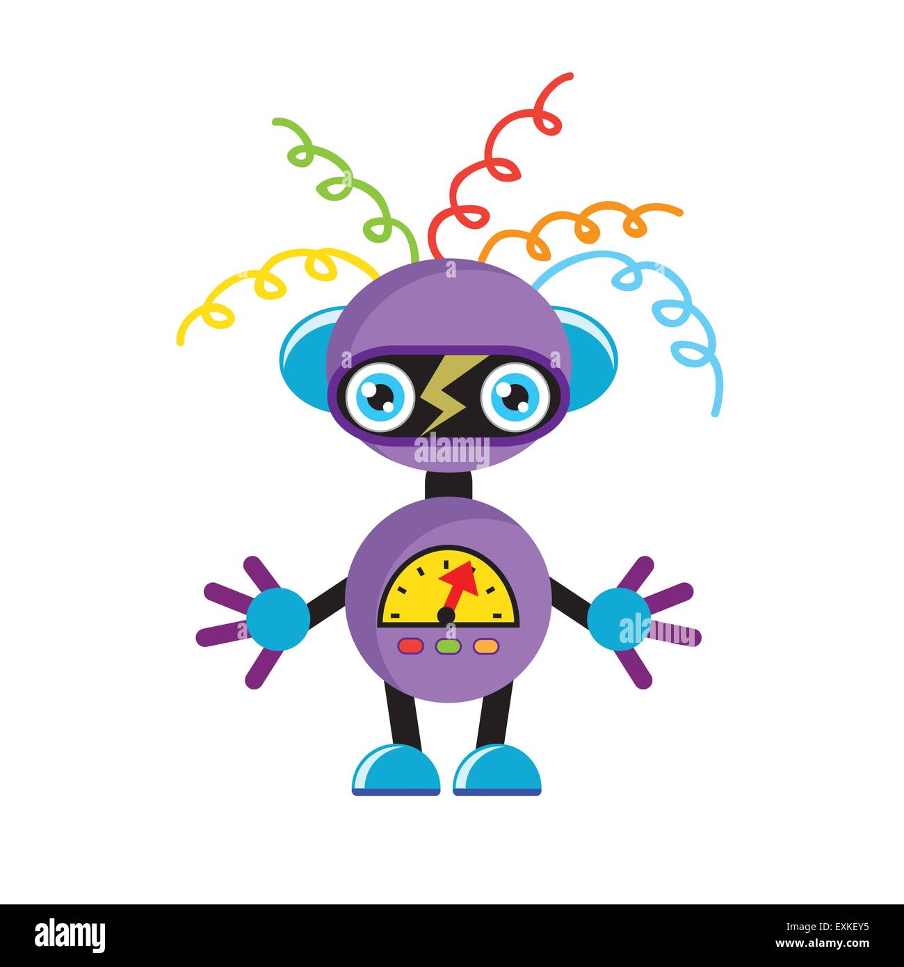 Il robot,carino,divertente,cartoon,immagine,isolato,vettore Illustrazione Vettoriale