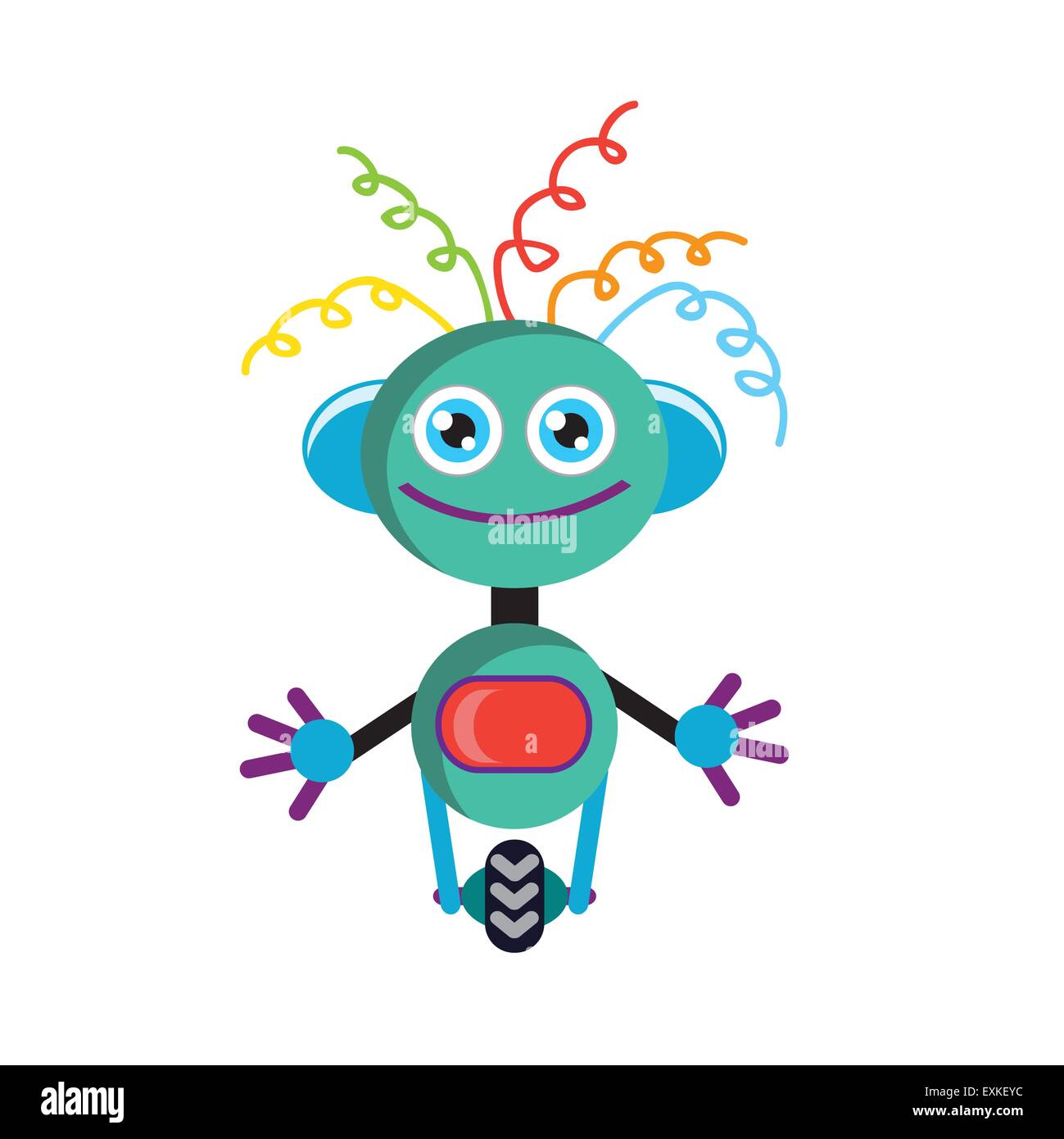 Il robot,carino,divertente,cartoon,immagine,isolato,vettore Illustrazione Vettoriale