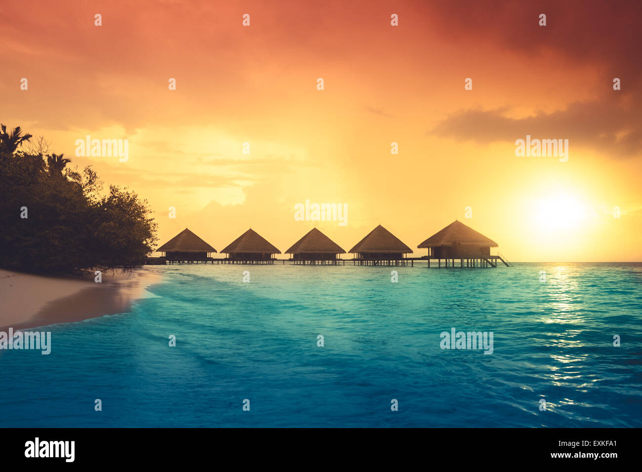 Over water bungalows Foto Stock