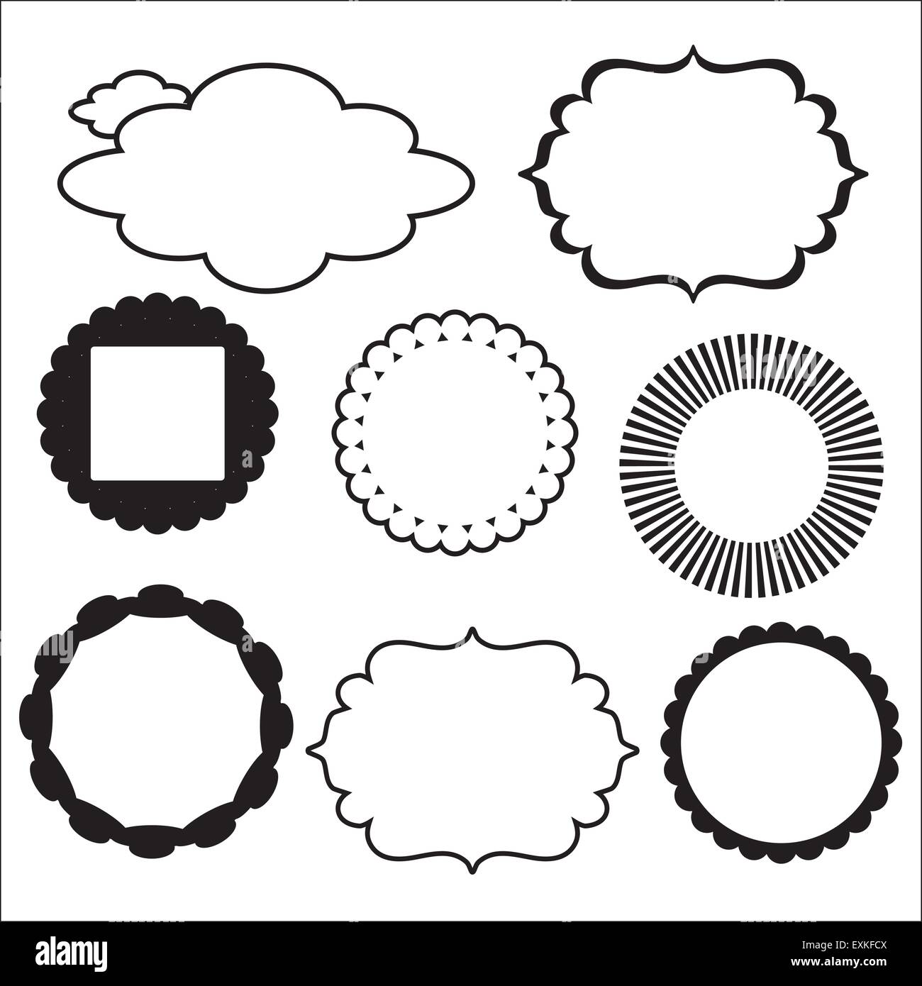 Frontiere,vettore,cartoon,l'elemento,graphics,isolato,nero Illustrazione Vettoriale